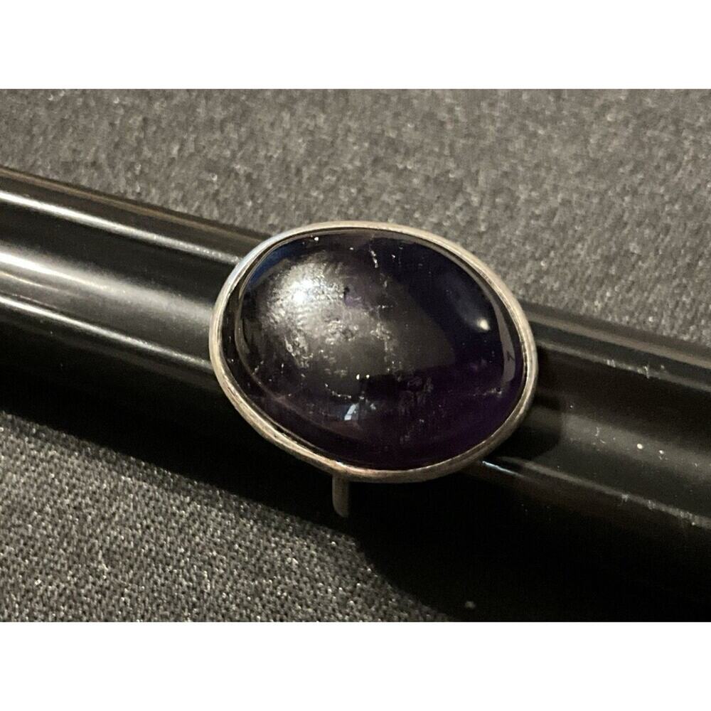 925 Sterling Silver Vintage Amethyst Cabachon Ring Size 5